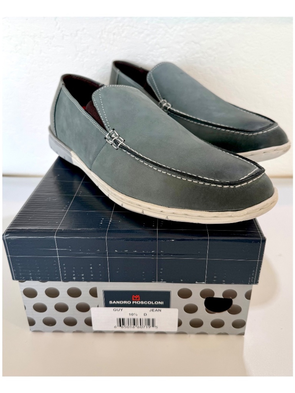 SANDRO MOSCOLONI NIB GUY DOUBLE GORE MOC TOE LEATHER SLIP-ON LOAFER. SIZE 10.5 D - Picture 2 of 9
